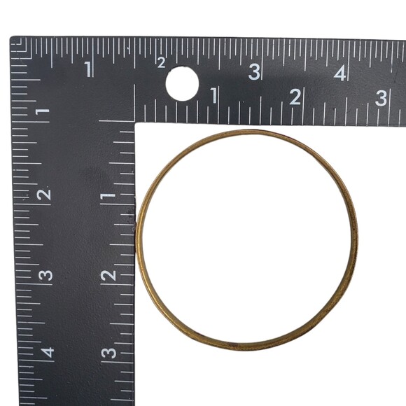 Vintage Inlay MOP Shell Brass Thin Bangle Bracelet Dyed Dark Pink - Picture 8 of 8